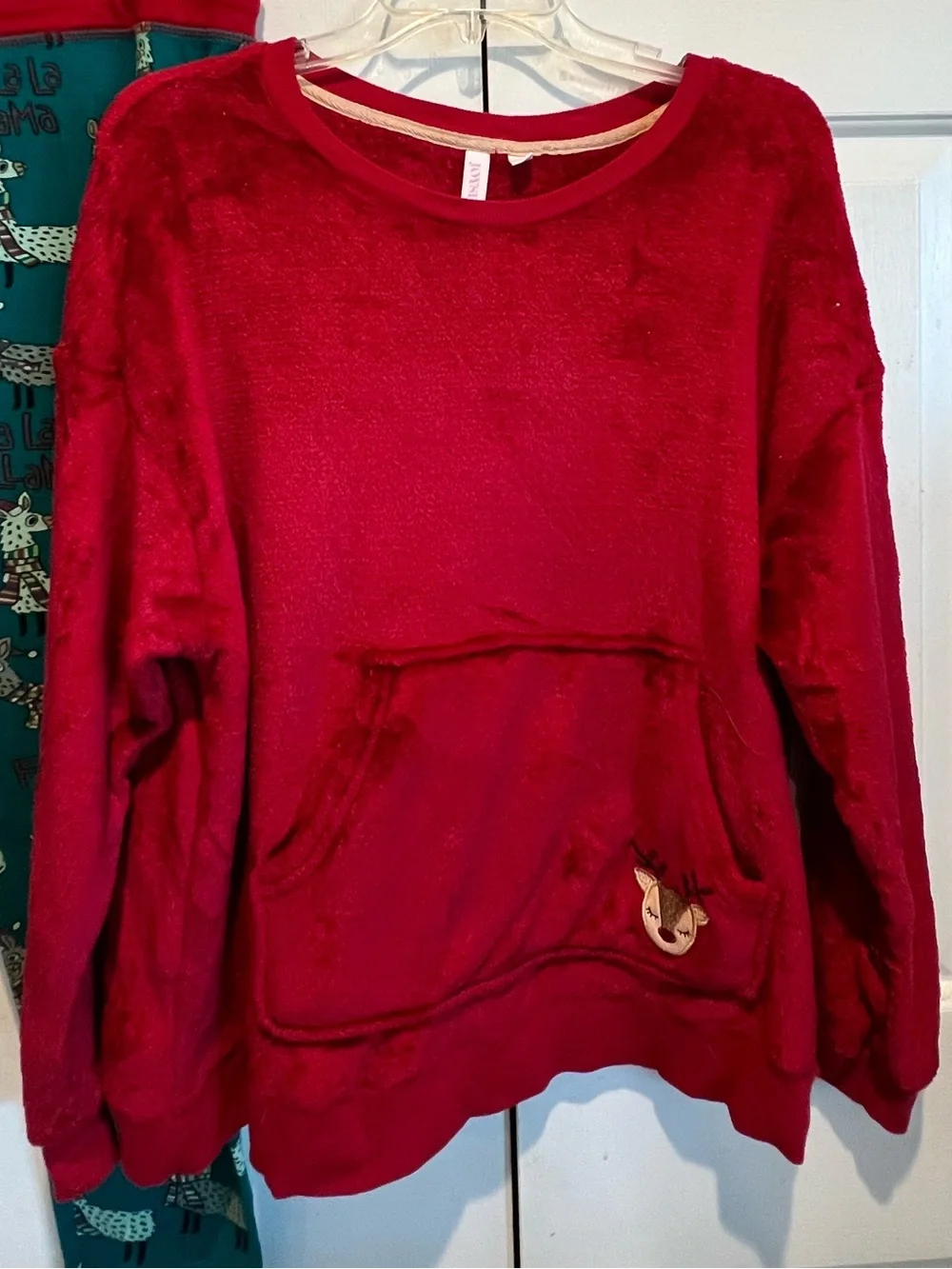 2 Pc❤️💚Llama Print Christmas Pants & Red Fleece Deer Pajama Set